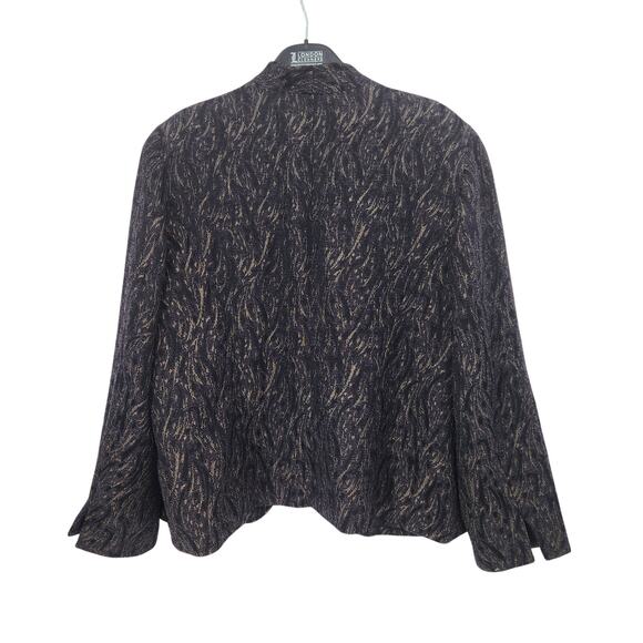 Coldwater Creek Shimmer Jacquard Open Jacket Blazer Blue Black Petite Women's LP - Picture 8 of 8